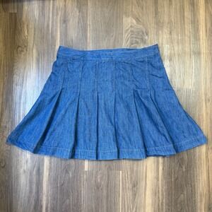Babaton Aritzia Perspective Denim Pleated Mini Skirt‎ Size 12 Kilt Style